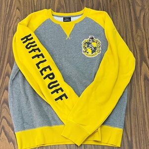 Hufflepuff Crest Yellow and Gray Men's Crewneck Sweater
